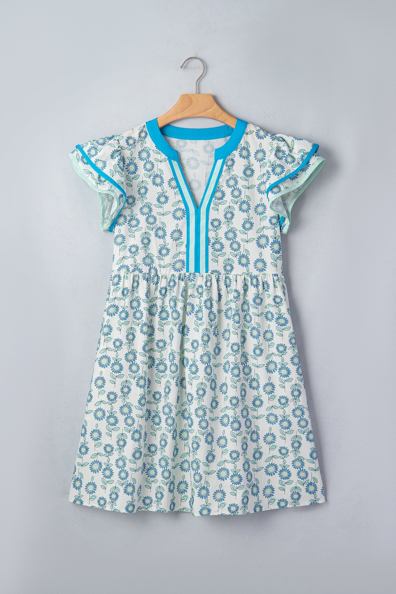 Marlowe Flutter Sleeve Mini Dress in Floral Cotton Blend