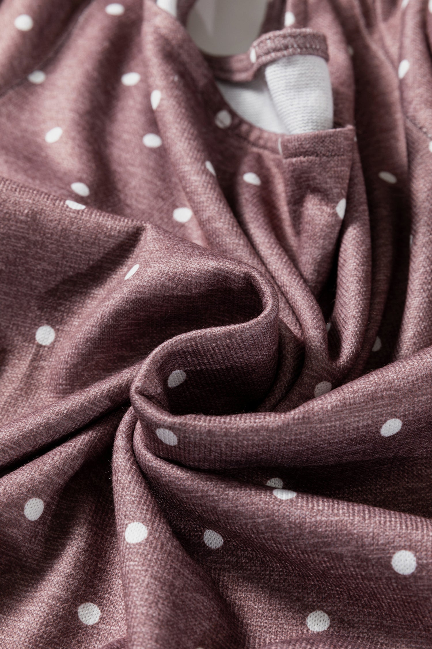 Polka Dot Long Sleeve Boat Neck Knit Top - Soft Everyday Tee