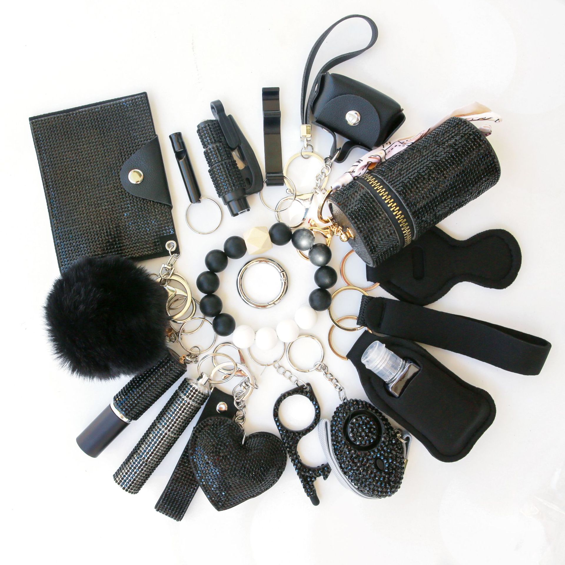 19-Piece Multifunctional Safety Defense Keychain Set for Women