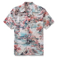 Men's Wonderland print camp collar Hawaiian shirt in 100% cotton