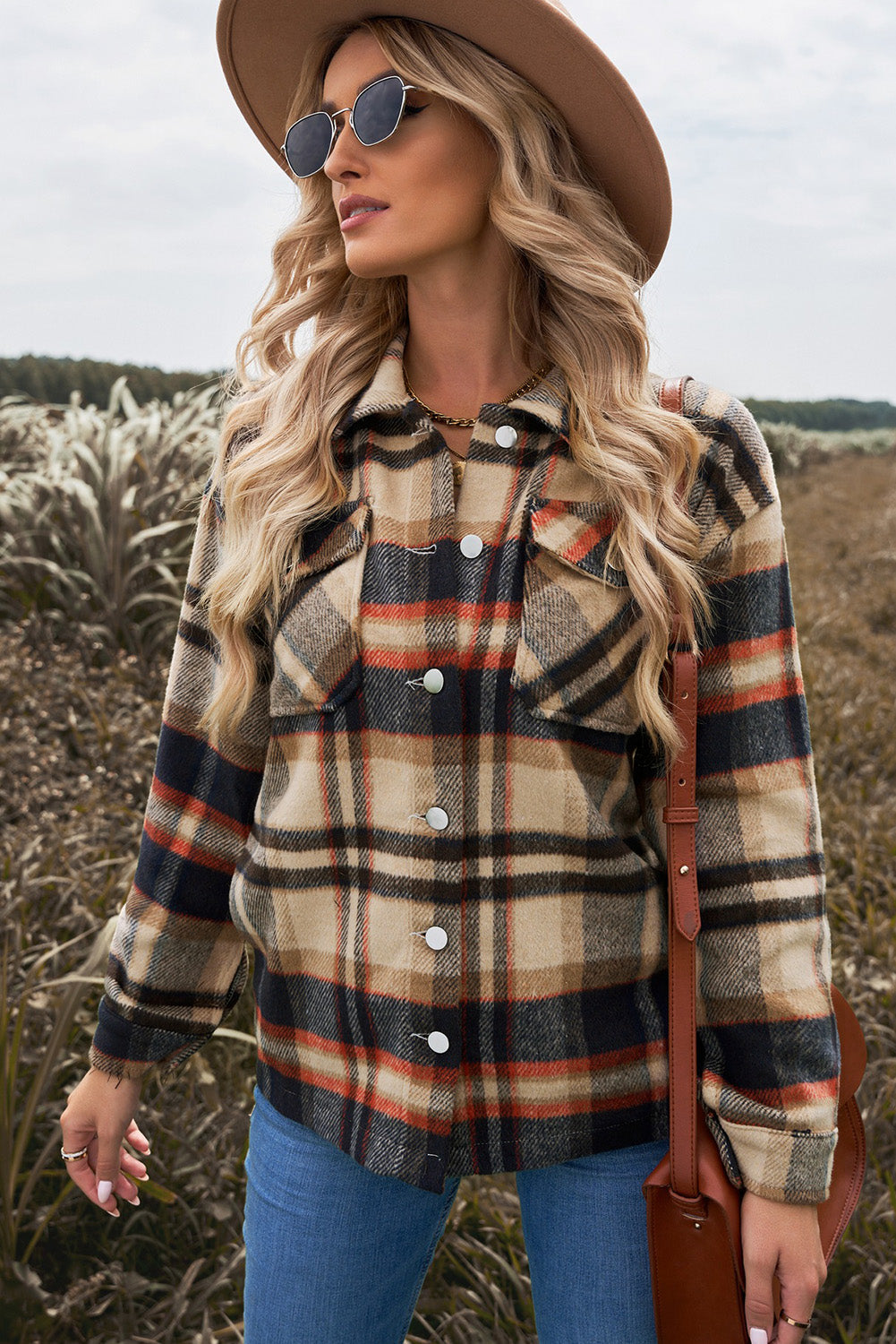 Brown Plaid Flannel Shacket | Button-Up Long Sleeve