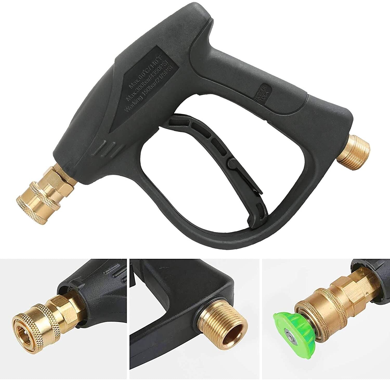 4000 PSI High Pressure Washer Gun with Short Wand and 5 Nozzles