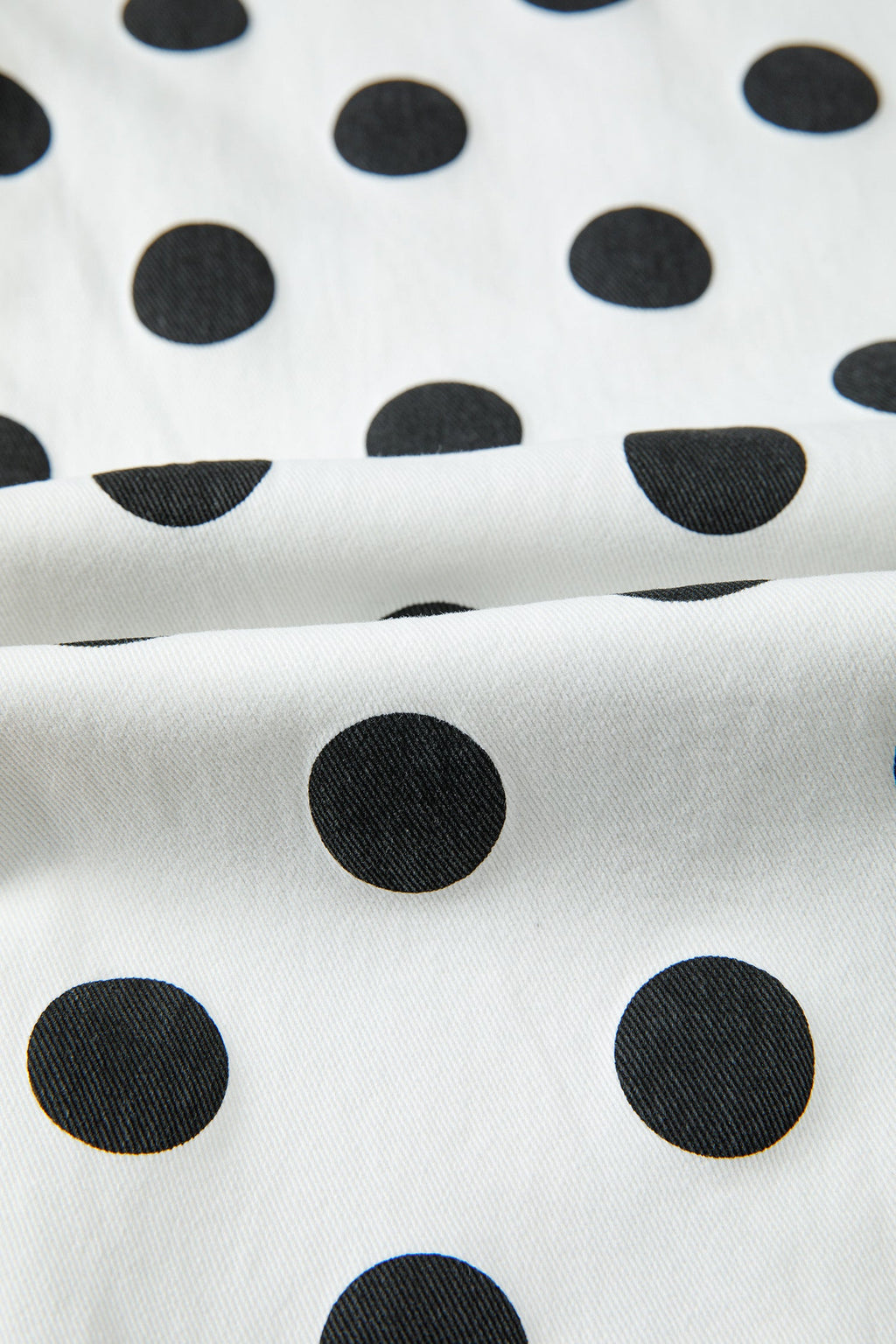 Polka Dot Denim Barrel Leg Jeans with Bow Pocket Details