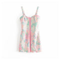 New Tie-Dye Hook-Front Bodycon Mini Dress with Straps