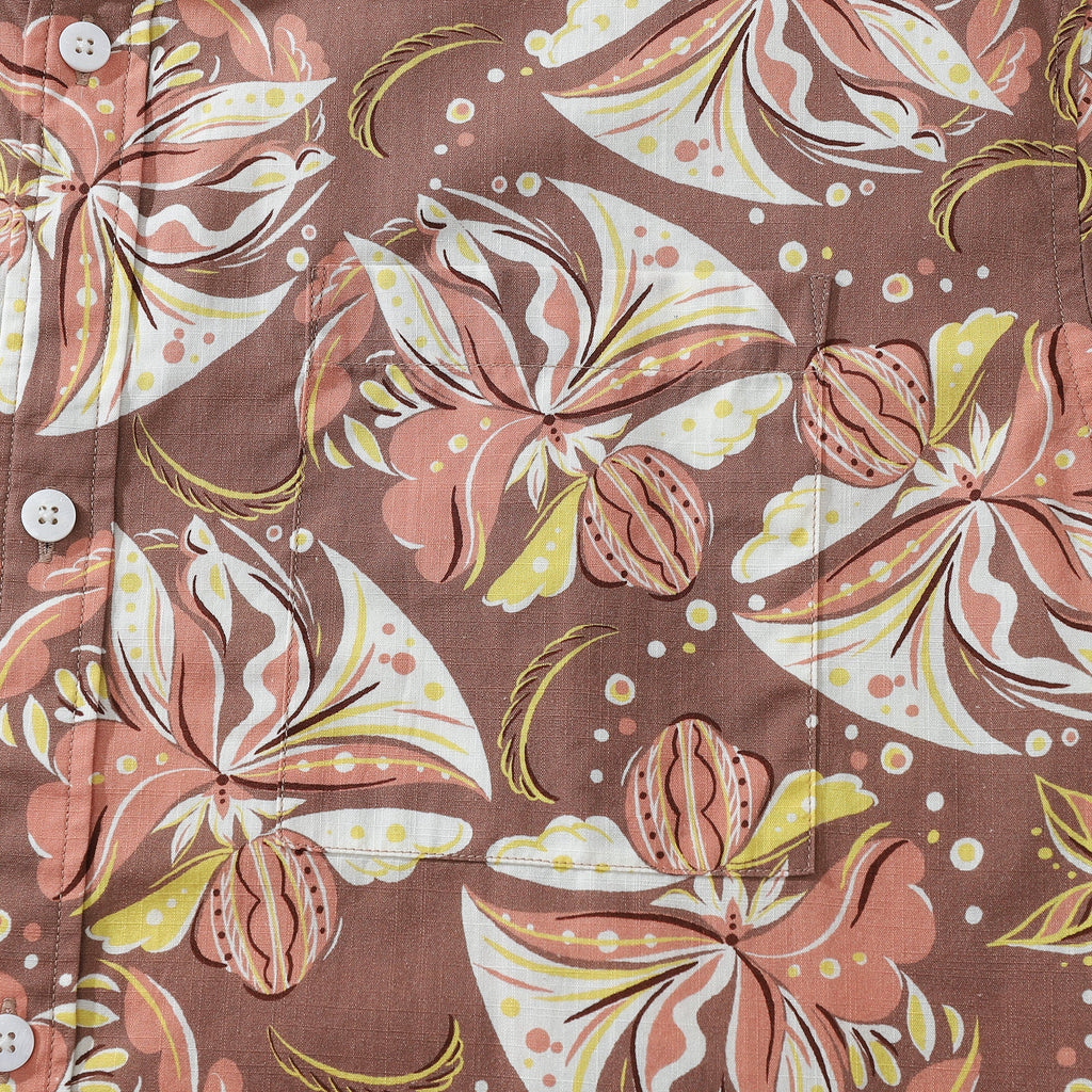 Burgundy Glamorous Cocktail Party Print Cotton Shirt