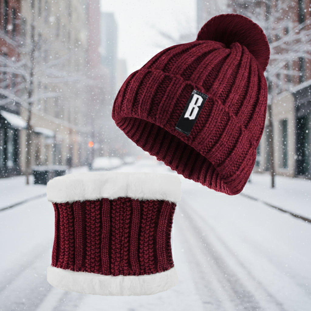 Warm Knitted Beanie & Scarf Set Women | Cozy Winter Bundle