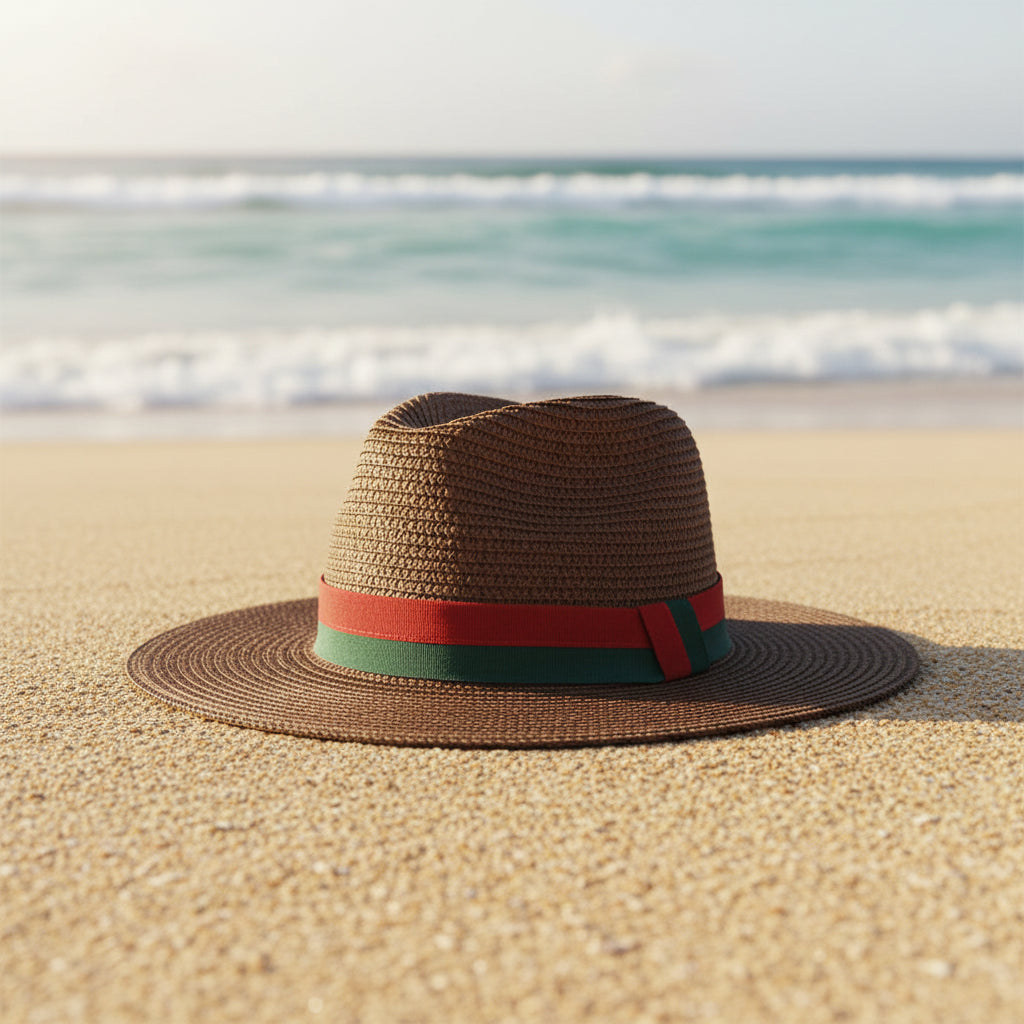 Plain Straw Sun Hat - Unisex Wide Brim Beach & Outdoor Hat