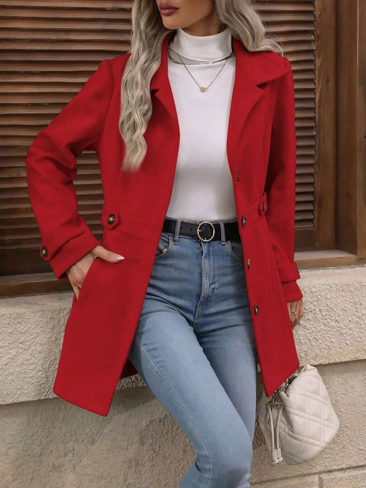 Button Up Long Sleeve Coat