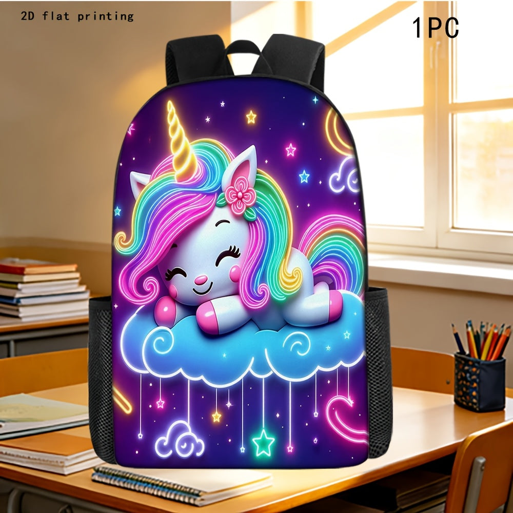 Trendy Unicorn Backpack Dreamy Neon Style Large Capacity