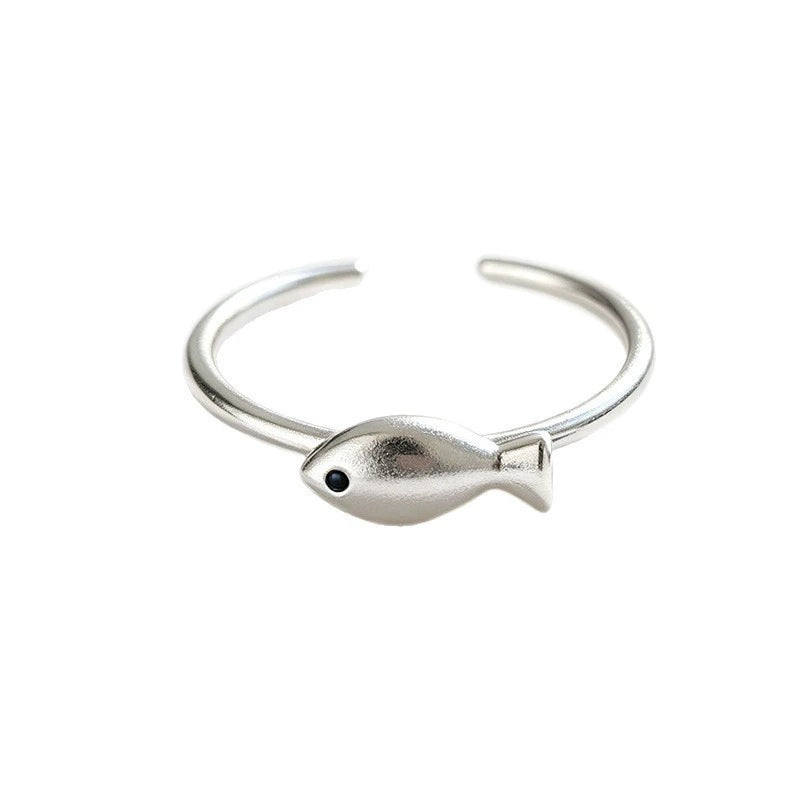 Minimalist Small Fish Ring For Women, Fashion Personalized Elegant Versatile Open Adjustable Ring, Ins Style Foreign Trade Index Finger Ring