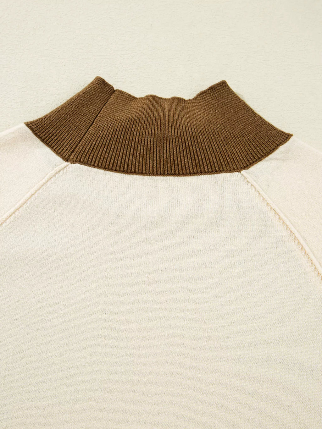 Color Block Mock Neck Long Sleeve Sweater