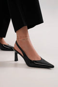 Beast Fashion Faux Leather Point Toe Slingback Pumps Black