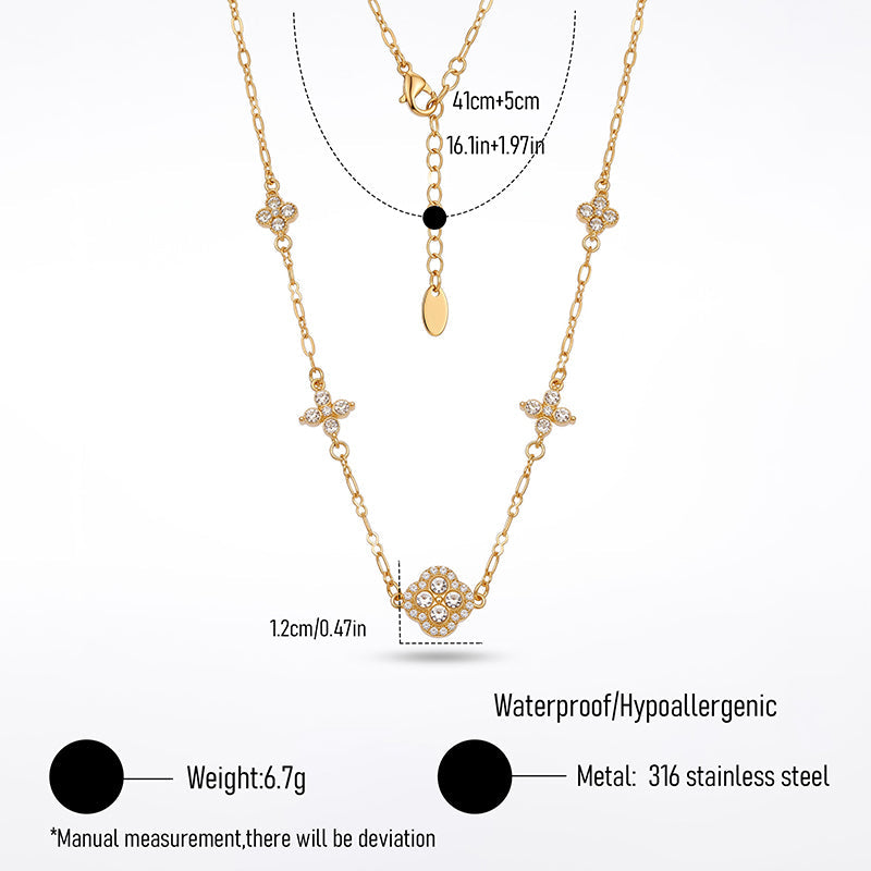 Vintage Elegant High-quality Stainless Steel Teardrop Flower Pendant Necklace