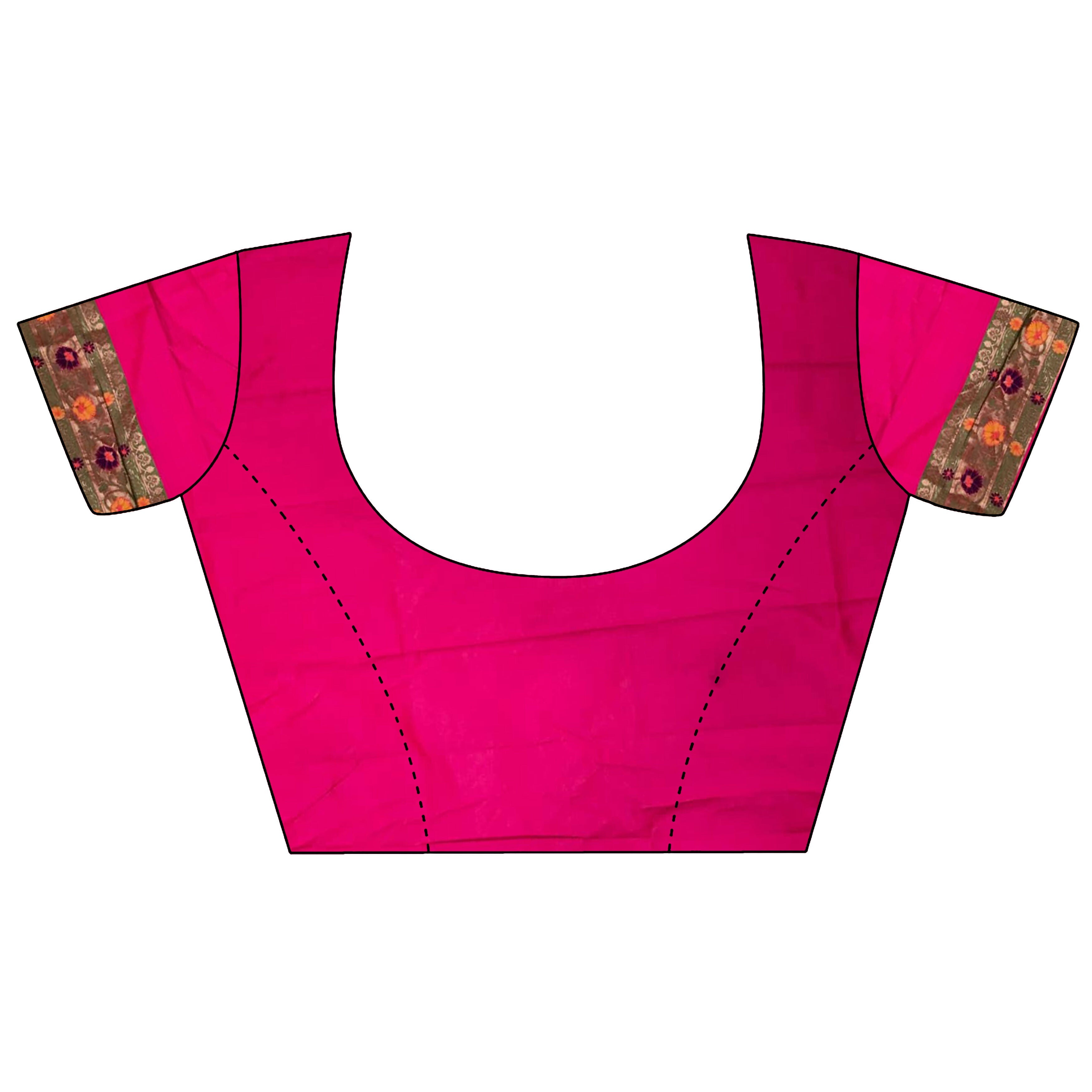 Hot Pink Banarasi Soft Silk Saree with Woven Details