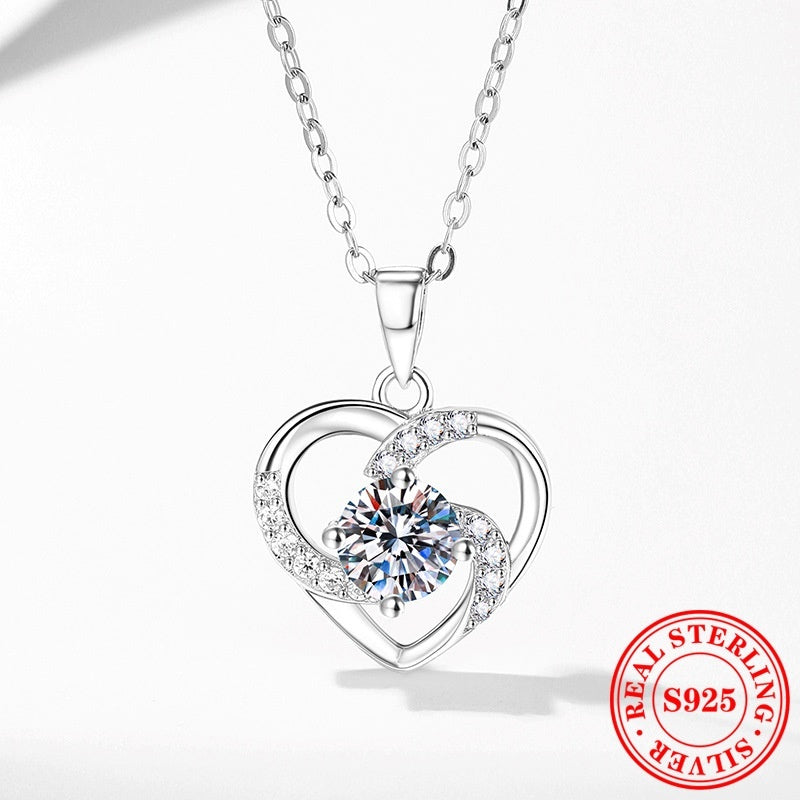 Eternal Heart Moissanite Pendant Necklace in S925 Sterling Silver