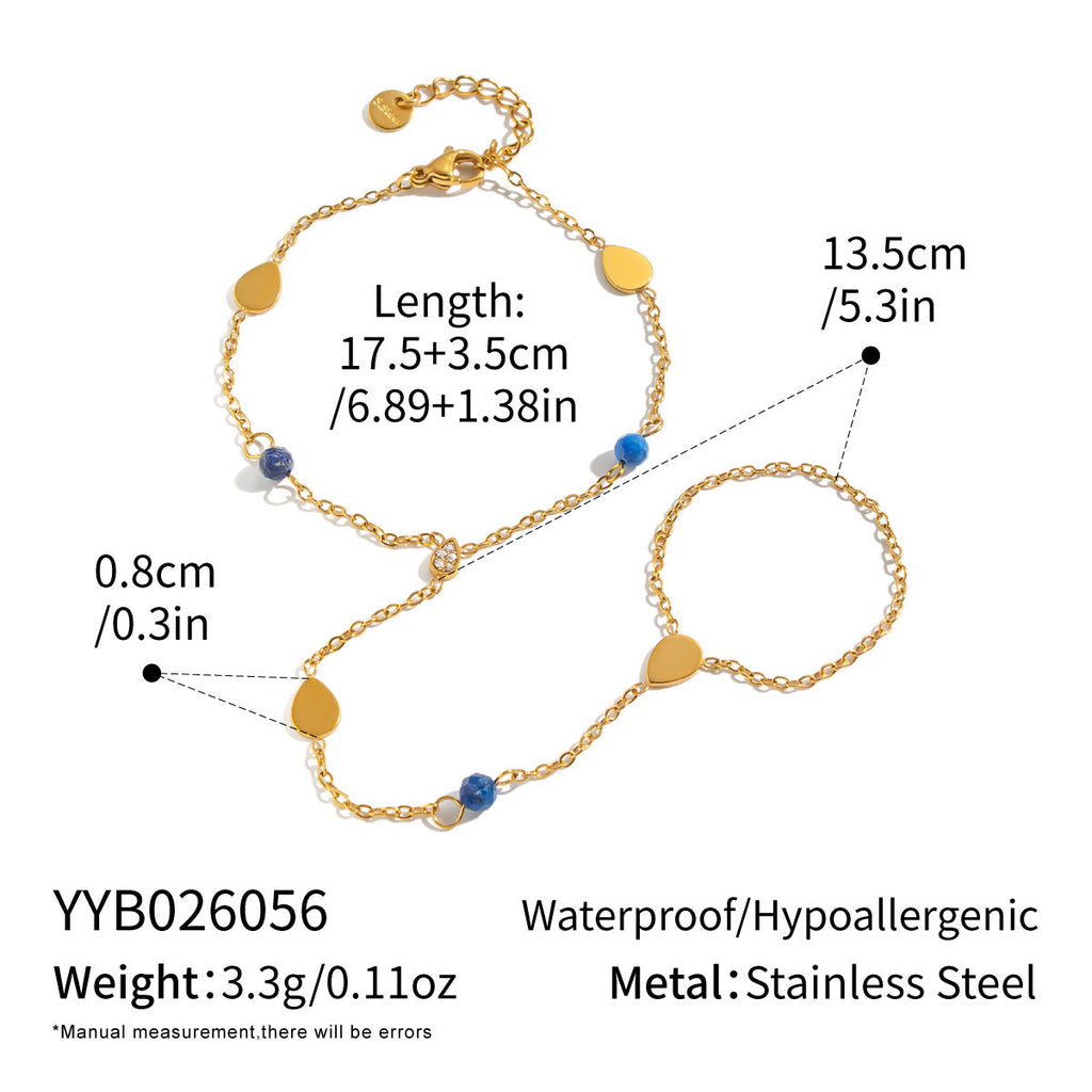 Natural Stone Finger Chain Stainless Steel Link