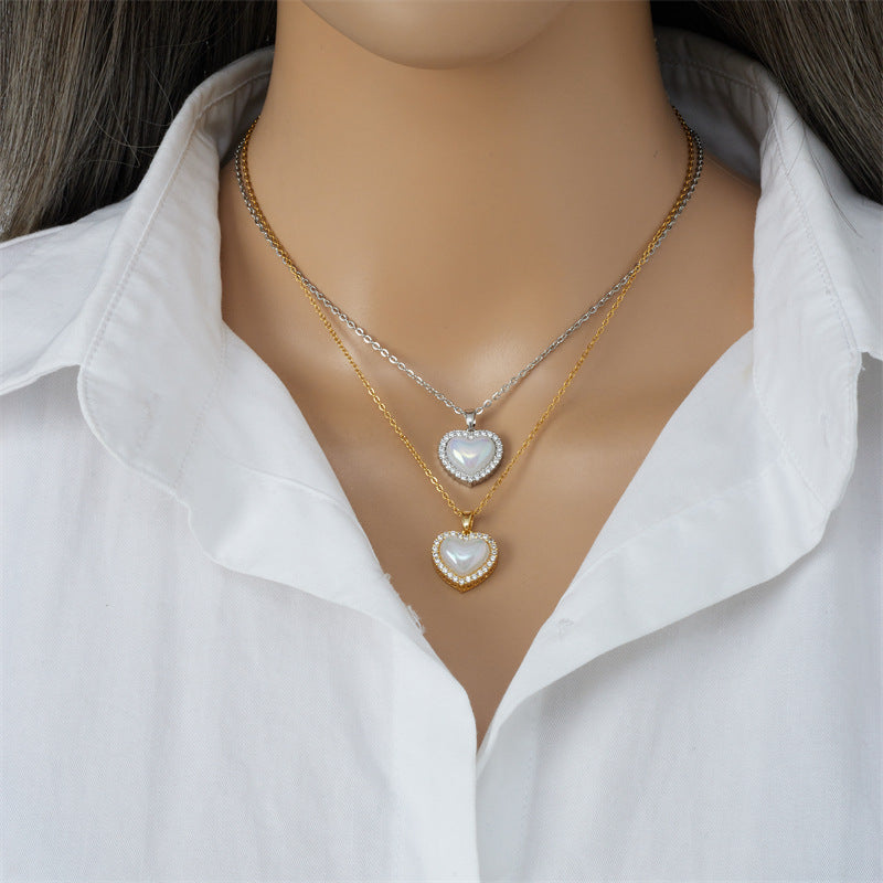 Heart-Shaped Shell Pendant Necklace in Gold, Silver & Rose Gold