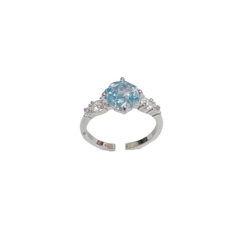 Rose Ice-Flower Open Ring with Cubic Zirconia, Adjustable Gold-Plated