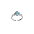 Rose Ice-Flower Open Ring with Cubic Zirconia, Adjustable Gold-Plated