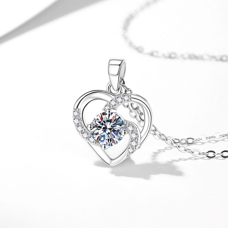Eternal Heart Moissanite Pendant Necklace in S925 Sterling Silver