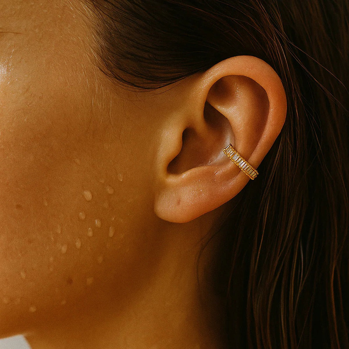 Minimalist High-End Zircon Earrings in 18K Gold and S925 Silver