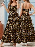 Women's Floral Print Backless Maxi Dress with Bow Detail - Image 10