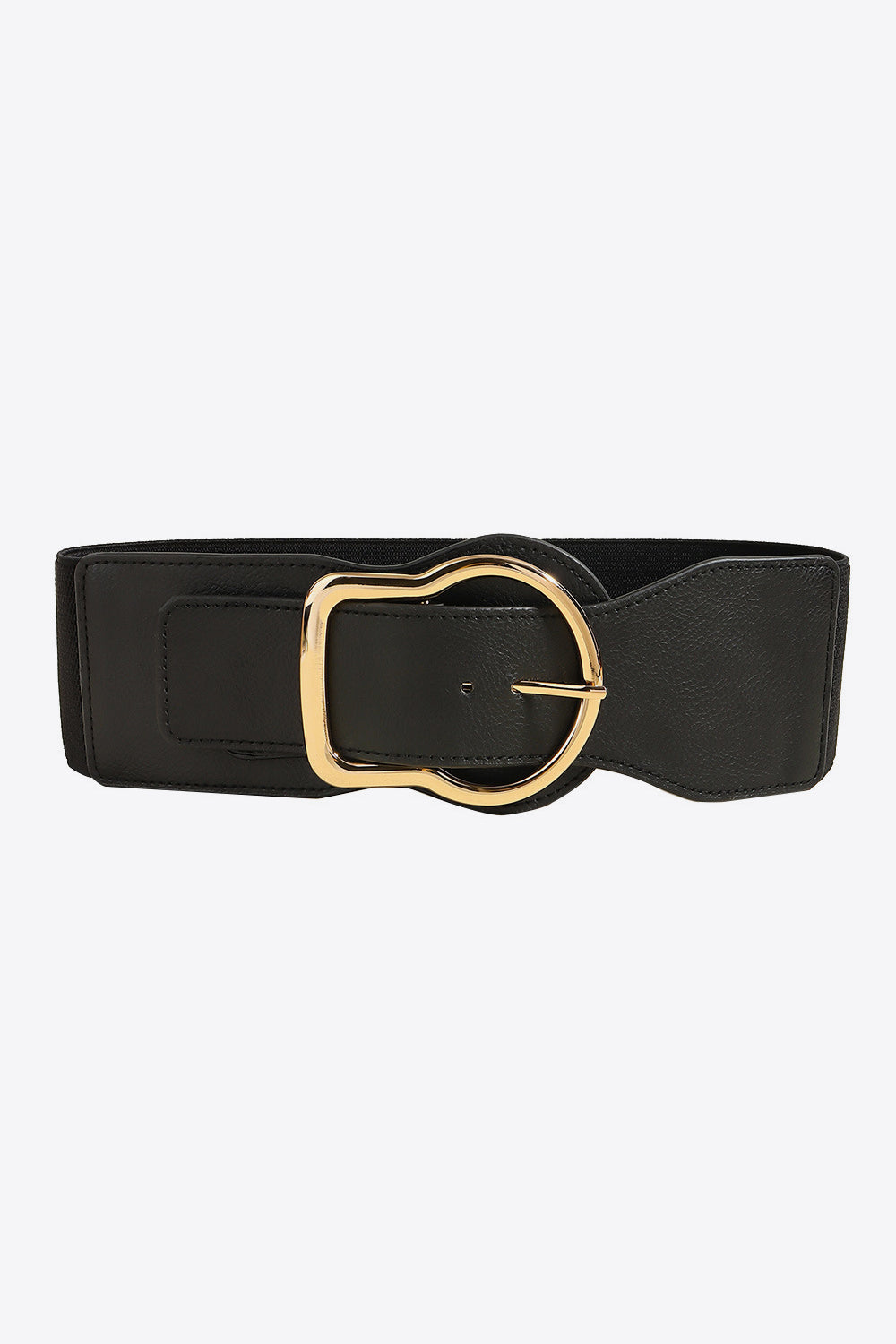 Zinc Alloy PU Leather Belt | Black & Gold Solid Design