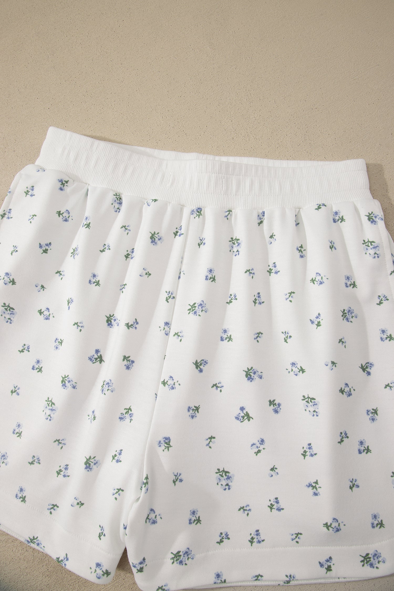 Floral Print Half-Zip Hooded Top and Drawstring Shorts Set