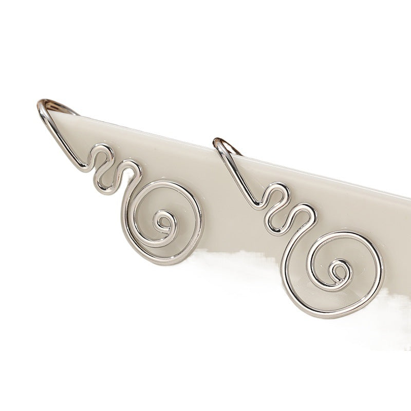 Minimalist Spiral Drop Earrings Silver Tone Brass Women Artistic Daily Casual Fashion Jewelry Elegant Lightweight