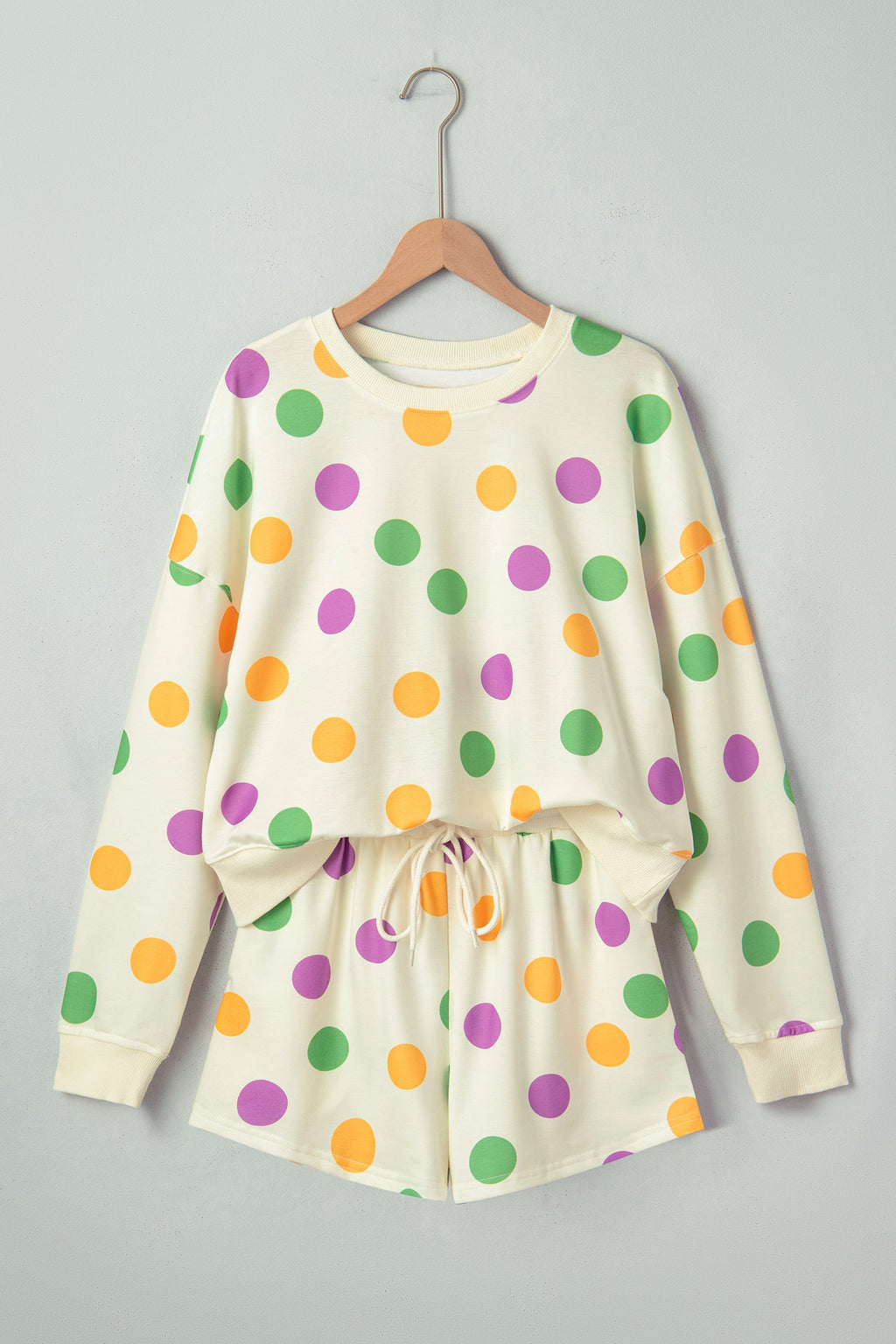 Ember Polka Dot Pullover & Drawstring Shorts Loungewear Set
