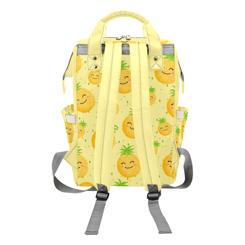 Yellow Smiling Pineapple Multi-Function Waterproof Nylon Backpack