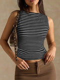 Women's Slim Fit Striped Vest Top Lightweight Sleeveless Tank - Image 6