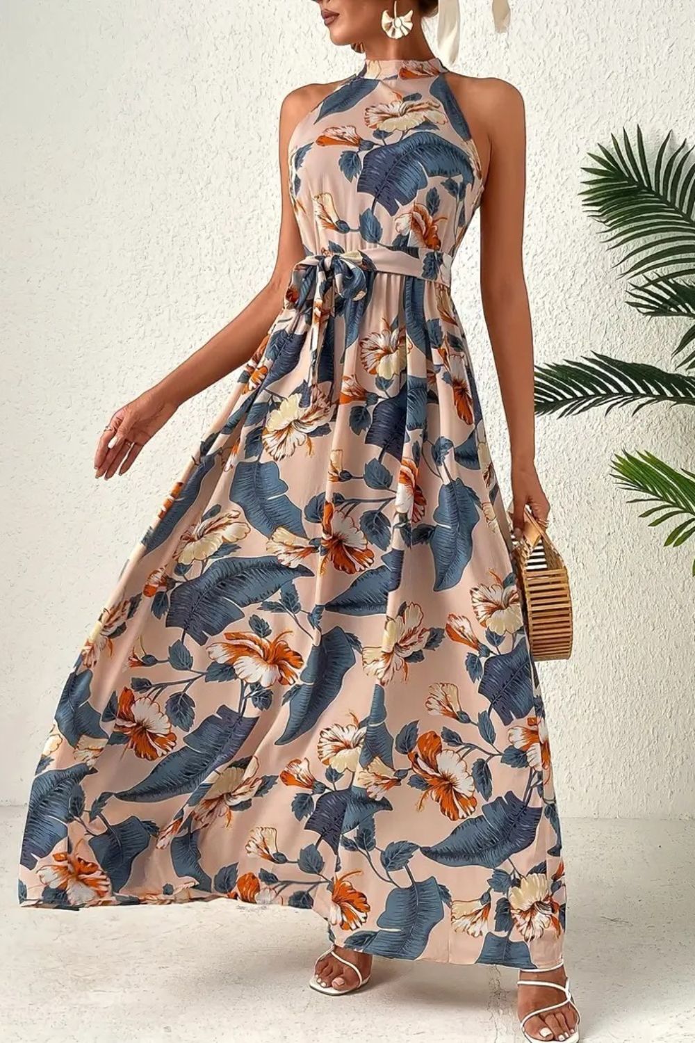 Floral Sleeveless Bohemian Maxi Dress for Summer Vacation