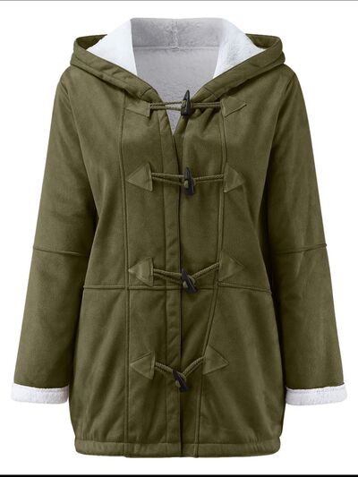 Women's Long Sleeve Hooded Toggle Jacket with Pockets