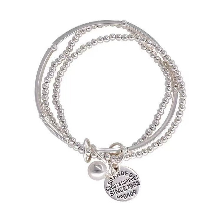 Womens Minimalist Three-Tier Round-Plate Pendant Bracelet