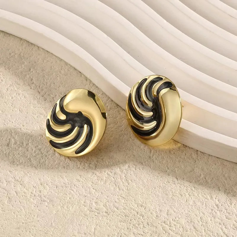 Minimalist Stainless Steel Oil-Dripping Earrings for Women