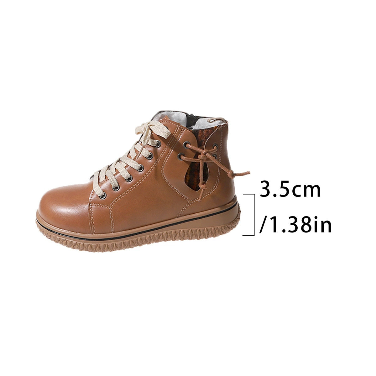 Women’s Flat Heel Lace-Up Martin Boots with Side Zipper - Image 8