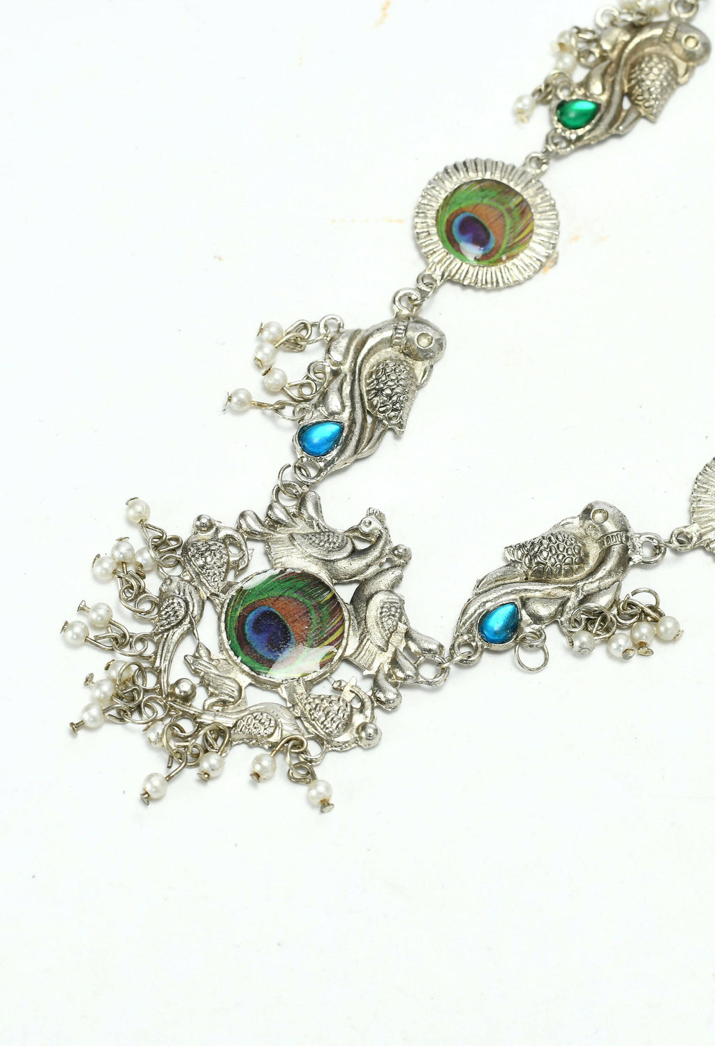Oxidised Silver-Plated Brass Long Necklace for Women