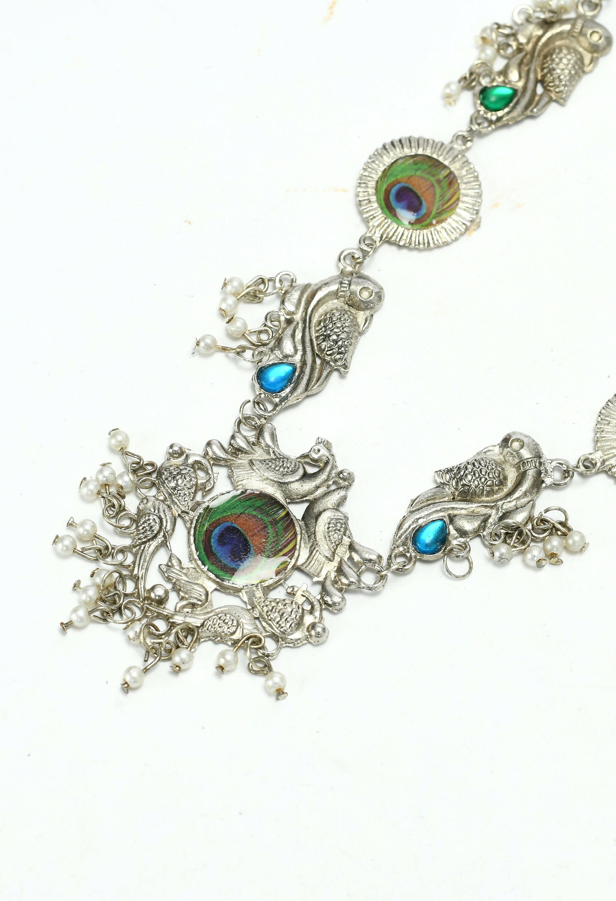 Oxidised Silver-Plated Brass Long Necklace for Women