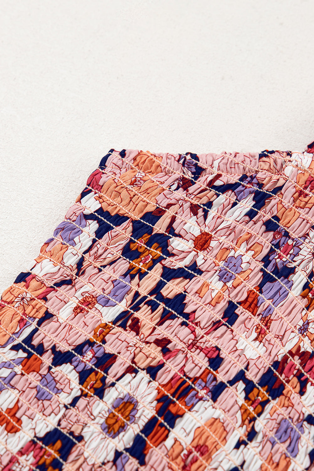 Black Floral Square Neckline High Waist Stretch Jumpsuit