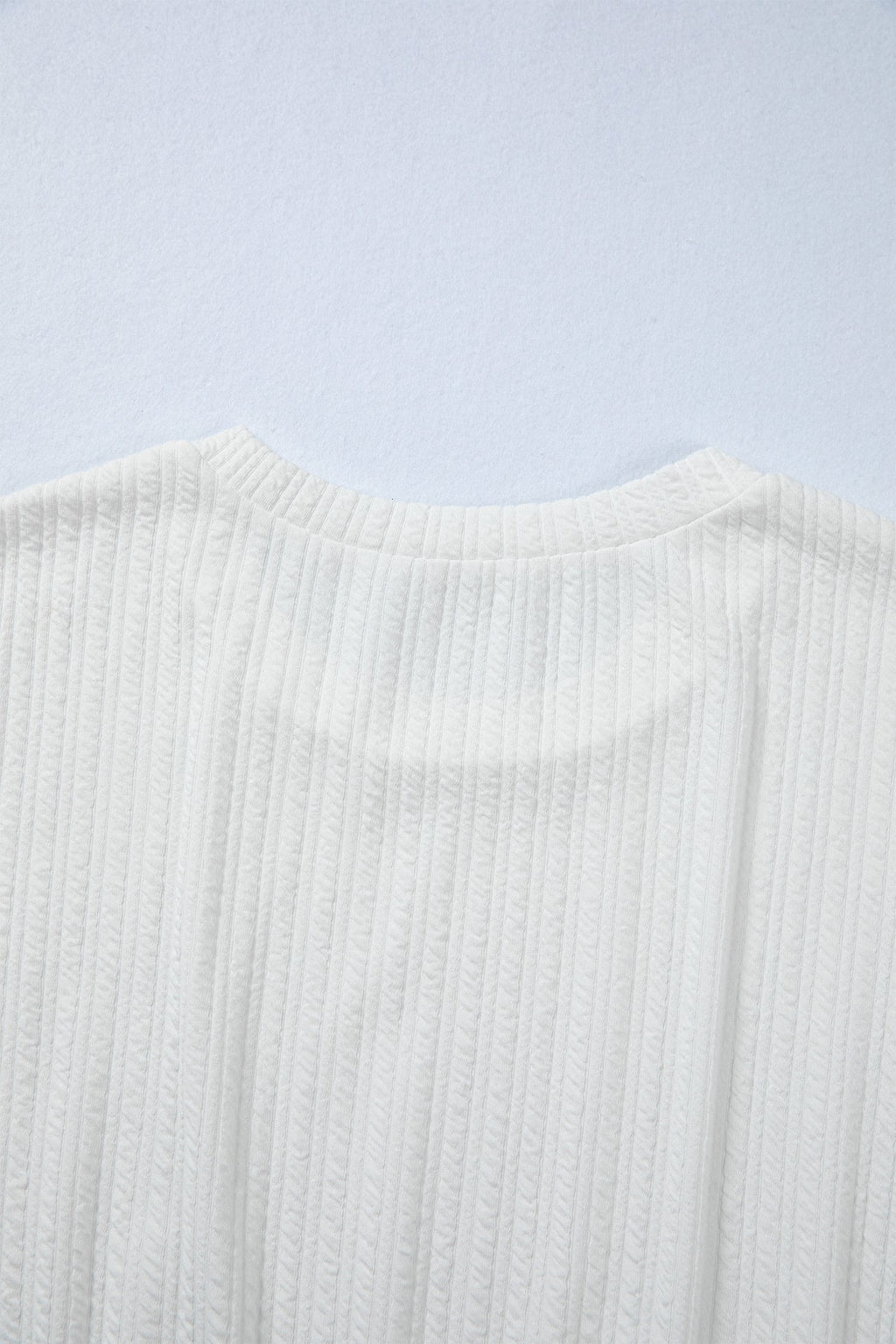 White Textured Drop Shoulder Peplum Long Sleeve Blouse