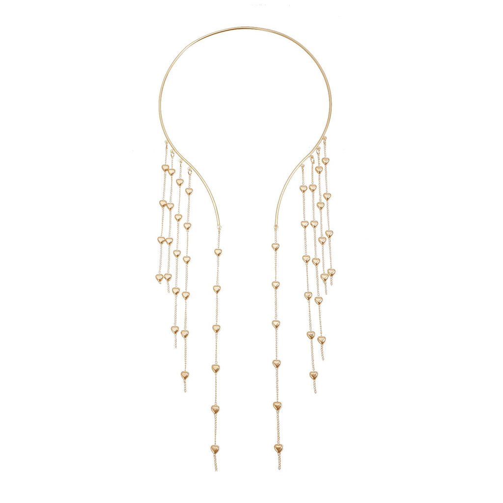 Draped Multi-Layer Heart Tassel Choker Vintage Futuristic Sexy Dress Neckpiece For Women