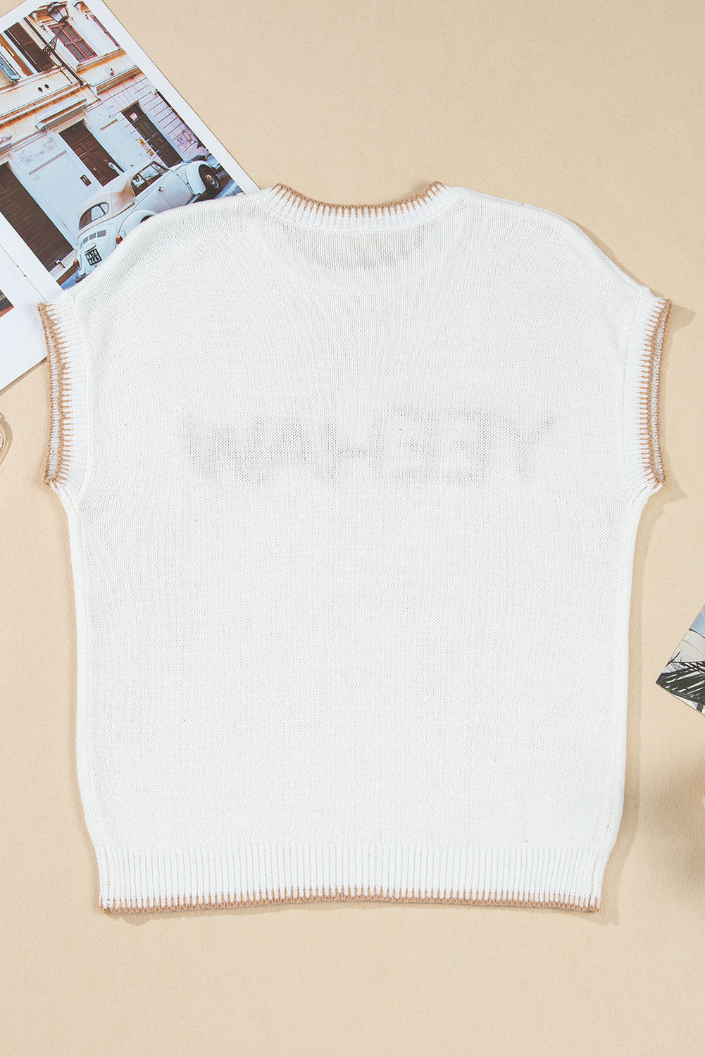 YEEHAW Stitch Edge Crew Neck Short Sleeve Sweater Top