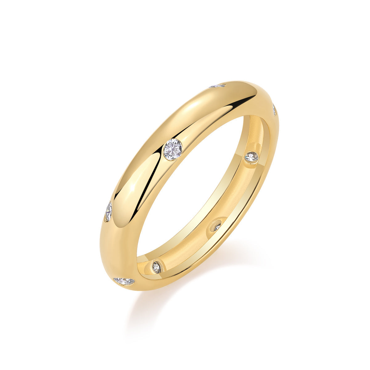 S925 Silver Gold Plated 8-Stone Moissanite Ring, 3.67mm Minimalist Band, D VVS1 GRA US 5-9