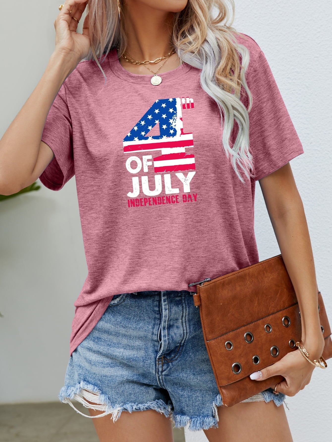 Blue USA Independence Day Graphic Tee for Women - Image 7