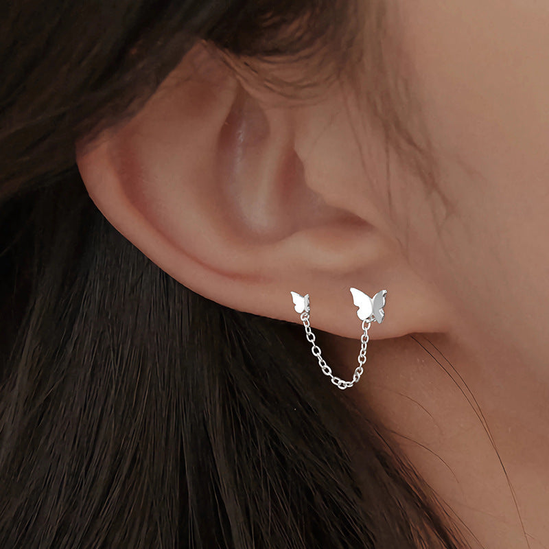 Womens Earrings With Double Tassel Butterflies