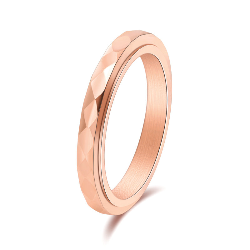 Very Thin And Simple Titanium Steel Diamond Can Be Rotatable Ring