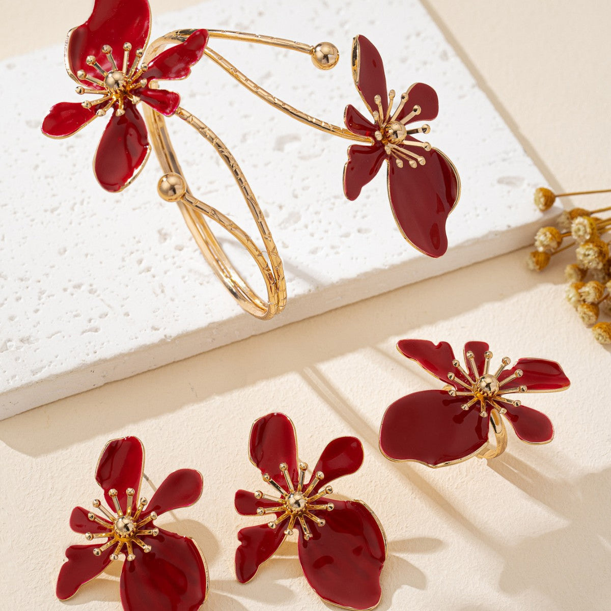 Natural Pearl Flower Earring Set