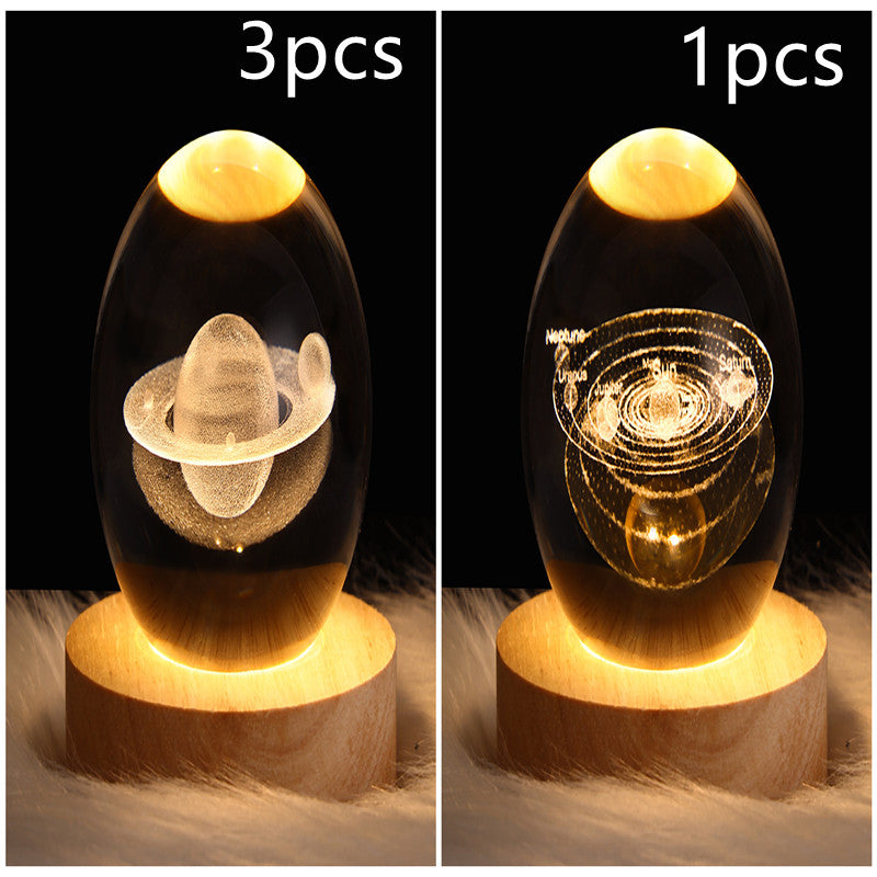 3D Galaxy Crystal Ball LED Night Light Planet Lamp Home Decor