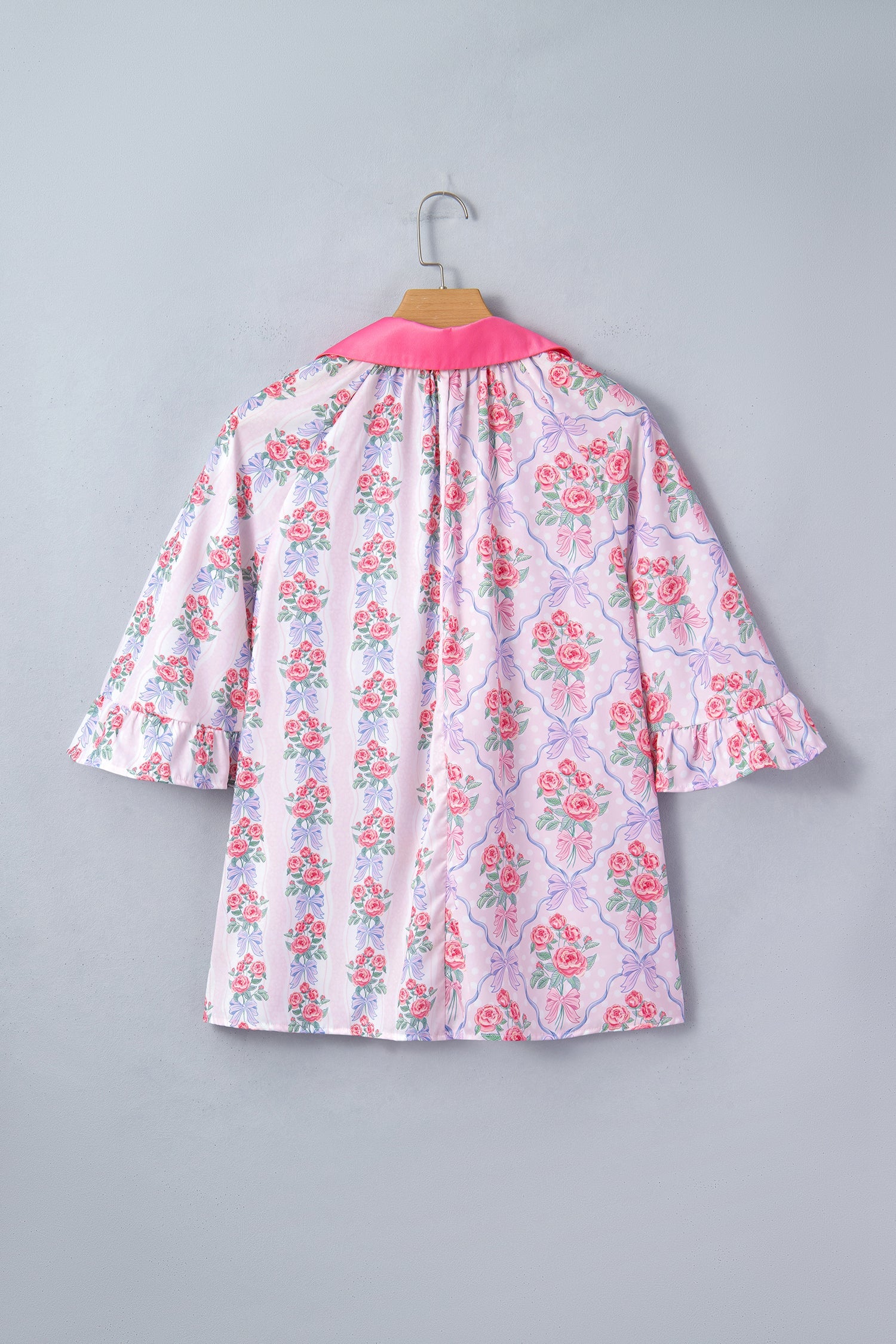 Floral Collar Ruffle Half Sleeve Shirt